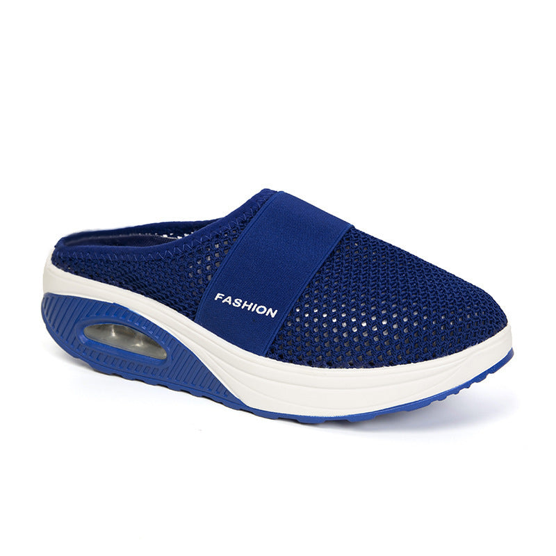 Daily Casual Baotou Mesh Round Head Wedge Heel Plus Size Slippers