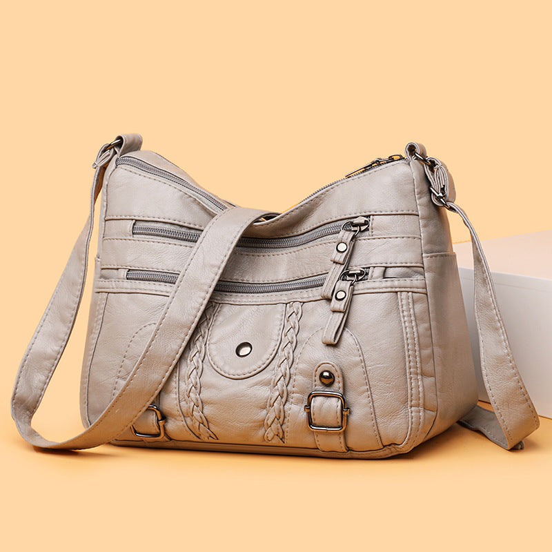 Multi-compartment Shoulder Soft Advanced Texture Crossbody Bag