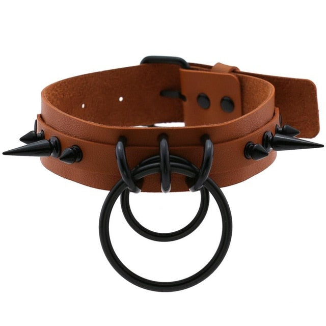 Punk Choker Rivet Buckle Spike Collar Necklace Black Mens Womens