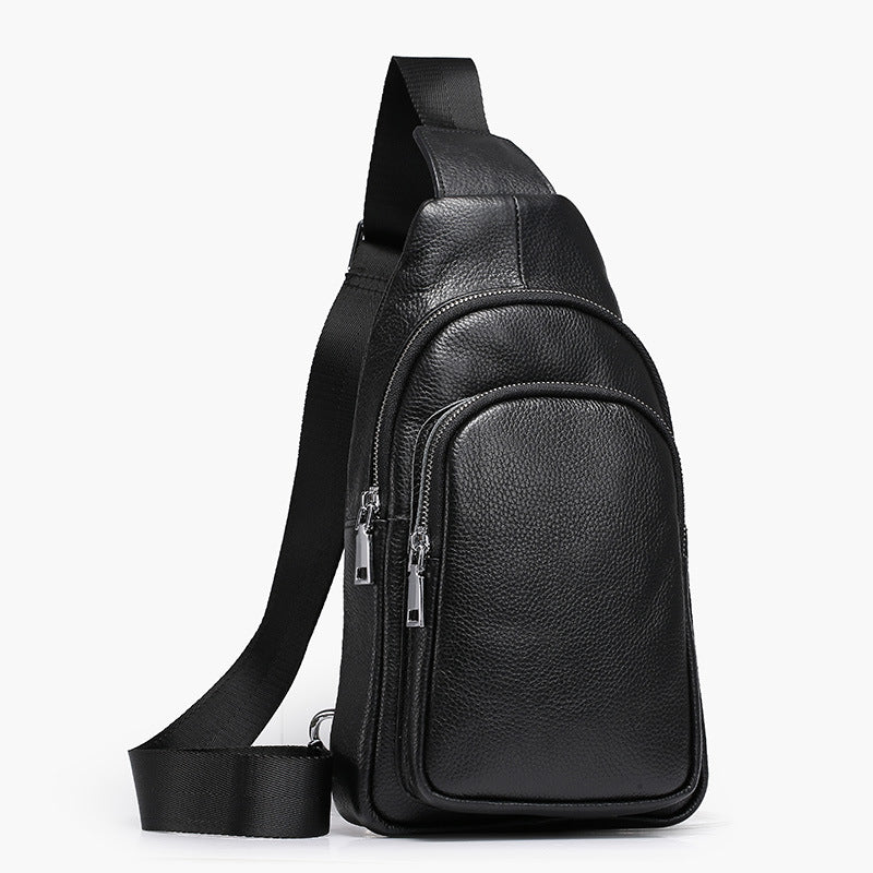 New winter men's chest pack new leather satchel business all-match shoulder bag