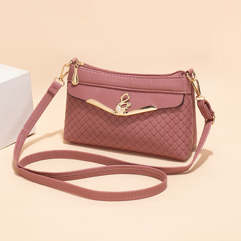 Lingge Embossed Crossbody Practical Shoulder Bag