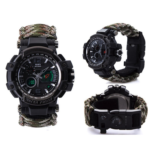 War wolf 2 mechanic outdoor survival survival bracelet life-saving multi-function knife buckle umbrella rope watch waterproof compass
