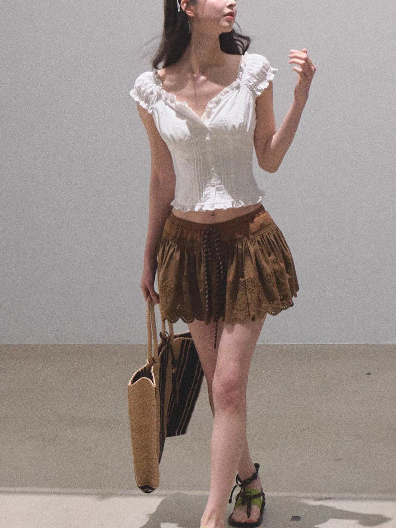 Bohemian Hollow Holiday Trend All-match Slimming Skirt