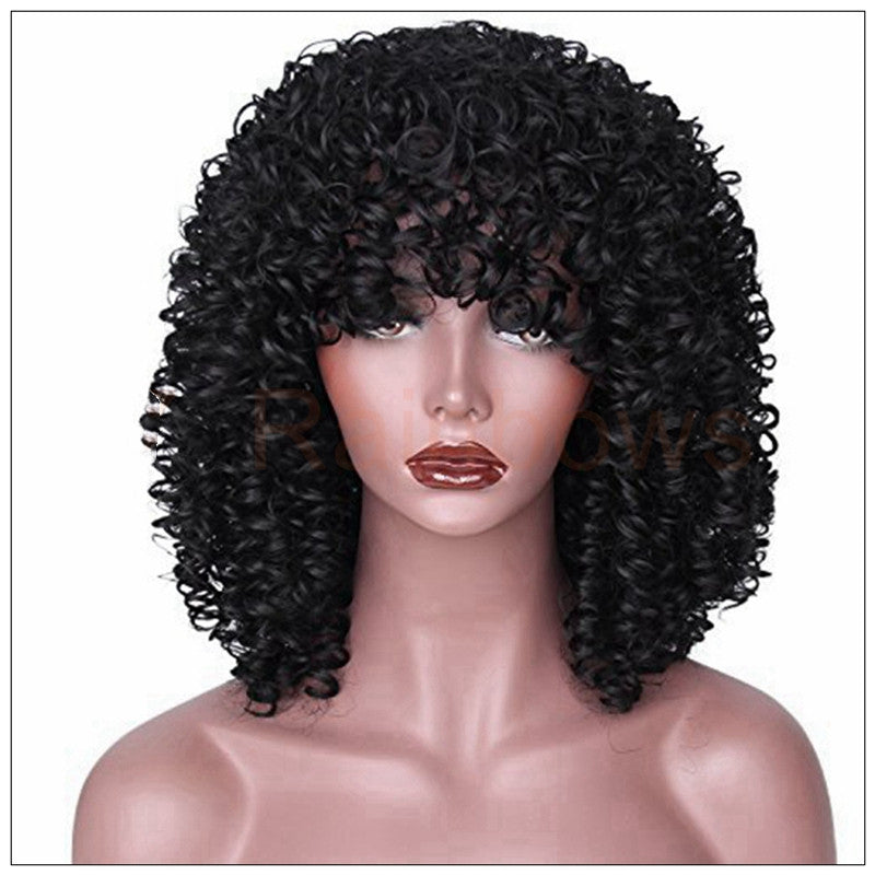Black fluffy small curly wig