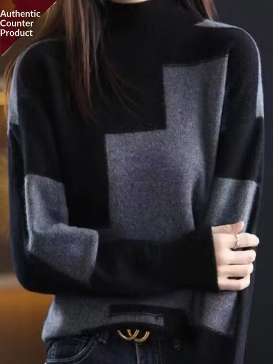 Womens Velvet Sweater New FallWinter Half-Neck Knit Pullover