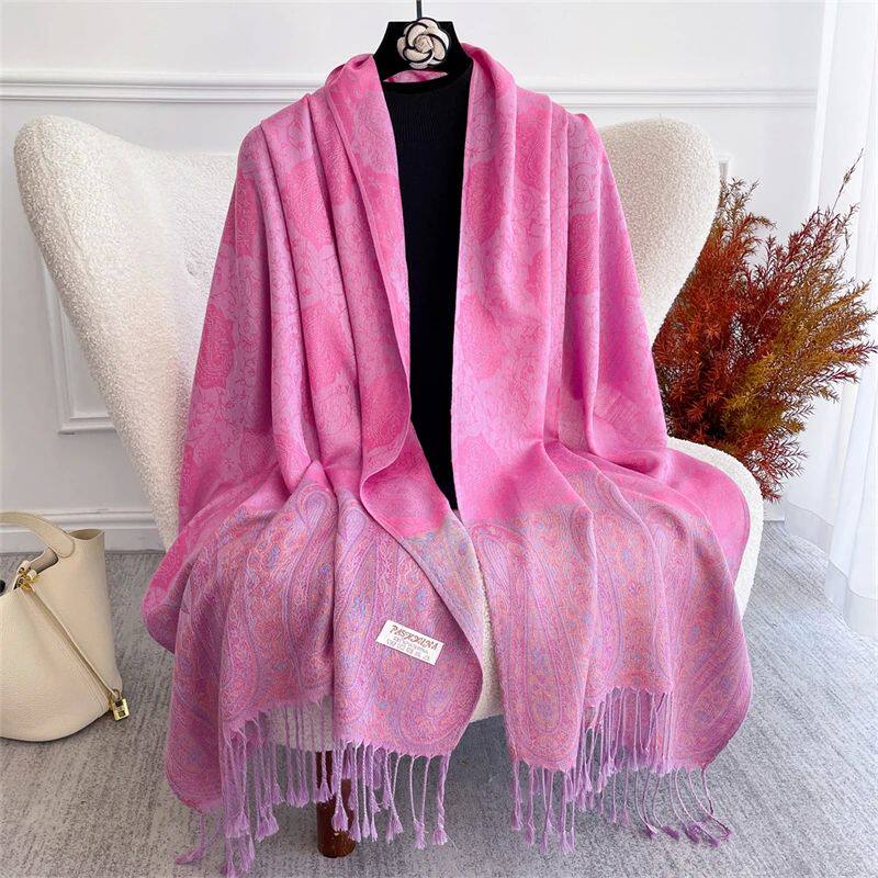 Bohemian Autumn Scarf Cashmere Women Jacquard Pashmina Desig