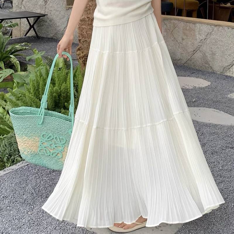 Elastic Waist Cross-body Slimming Dress Big Hem Umbrella Skirt