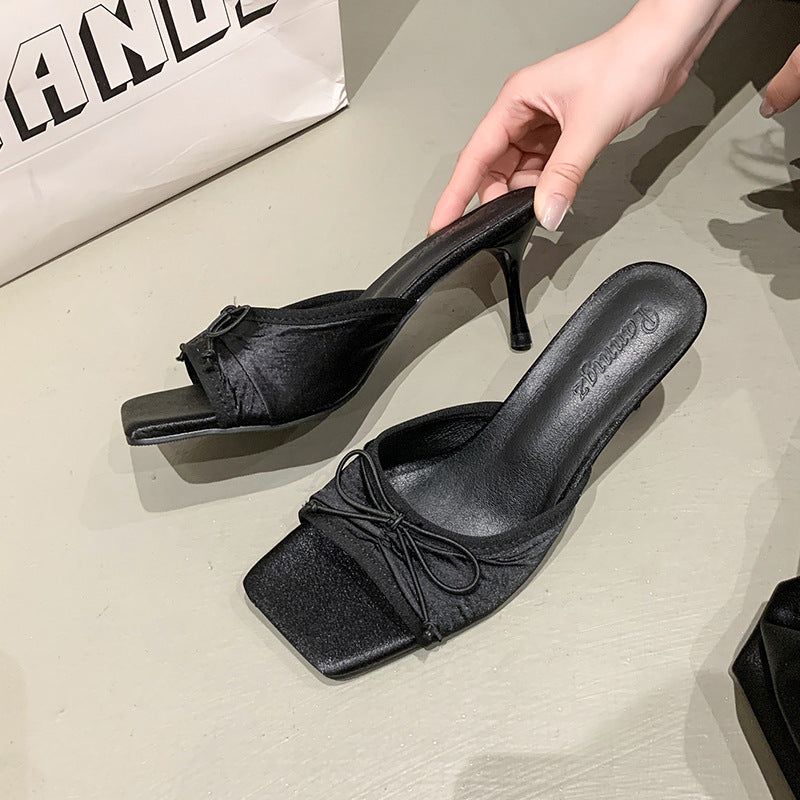 Dame enkle alsidige peep-toe sandaler med sløjfe