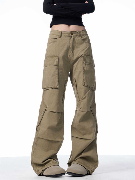Retro Multi-pocket Cargo Loose Straight Casual Pants