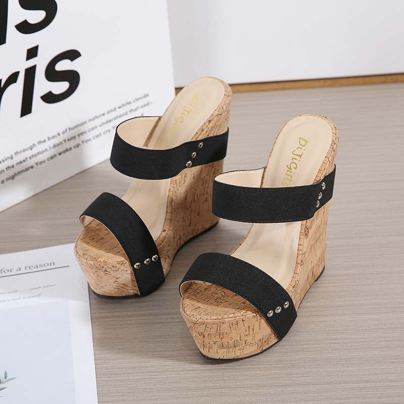 Sexy Slope High Heel Fashion Large Size Women's Sandals And Slippers