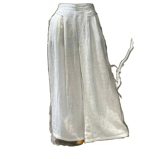 Womens Retro Loose Cotton-Linen Wide-Leg Pants