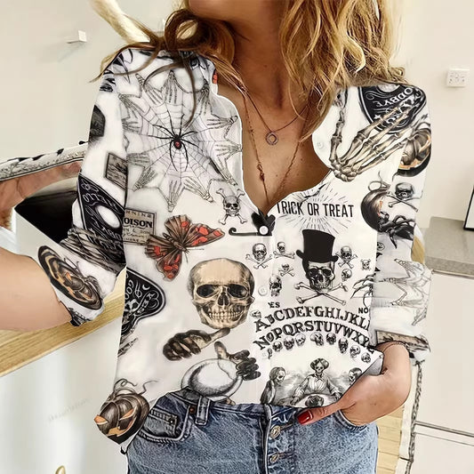 Korean-style Printed Lapel Men's Casual Shirt
