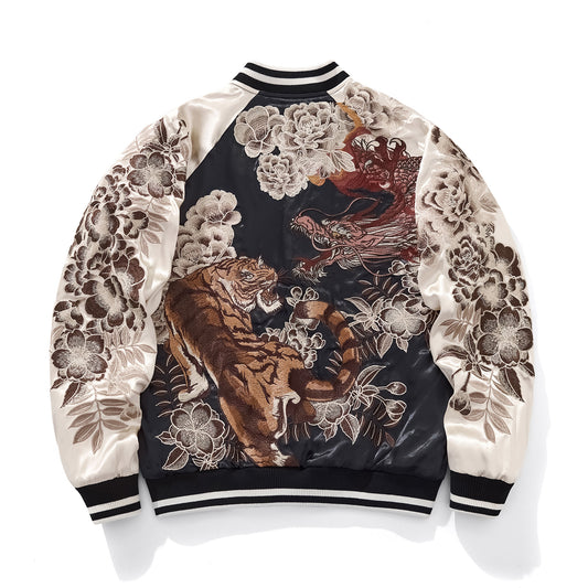 Mens Loose Fit Polyester Embroidered Chinese Style Jacket