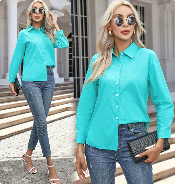 Fashion Casual Long Sleeve Cardigan Button-down Shirt Top