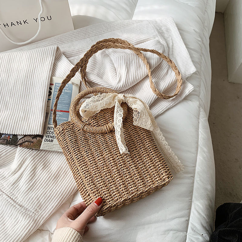 Women's Fashion Casual Single Shoulder Crossbody Straw Bag