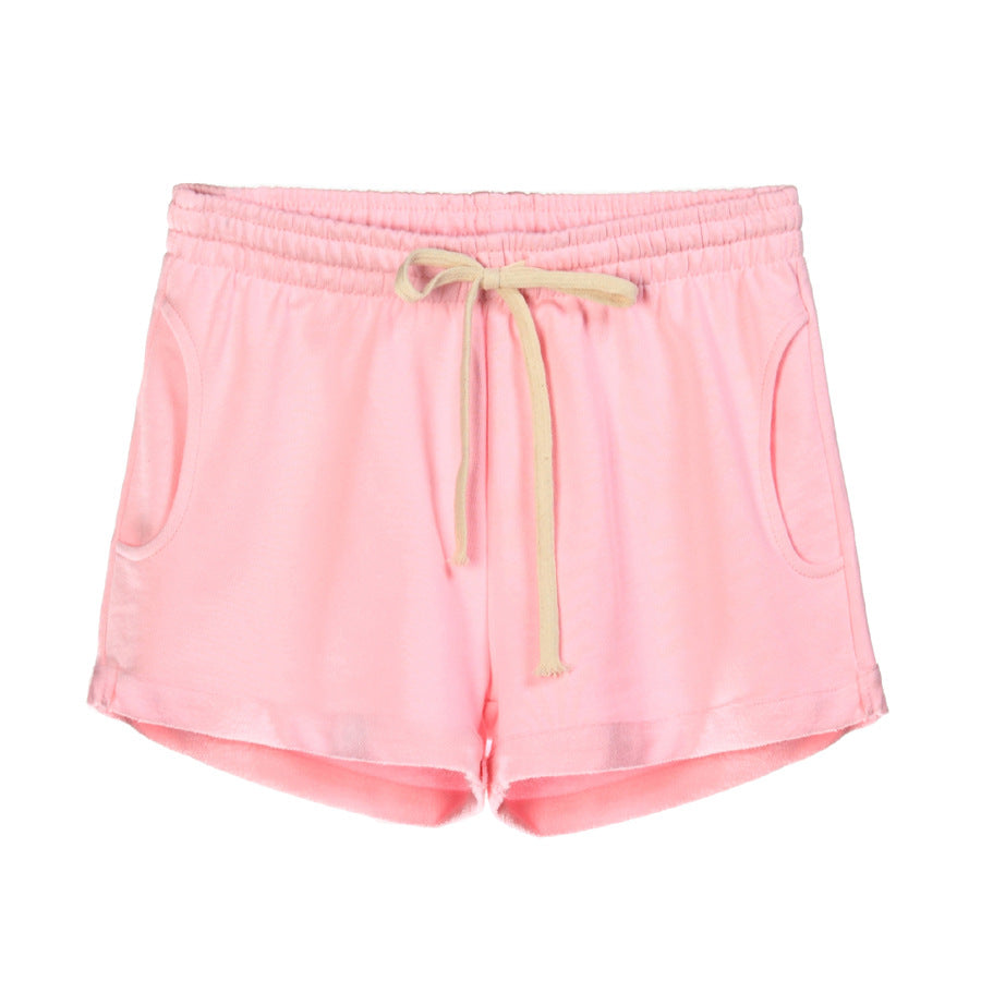 Women's curled sports yoga cotton cuffed shorts
