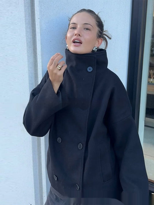 Elegant High-end Short Double-faced Wool Coat