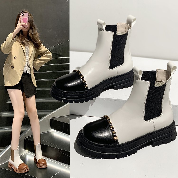 British Wind And Smoke Women's Iron Chain Single Boots