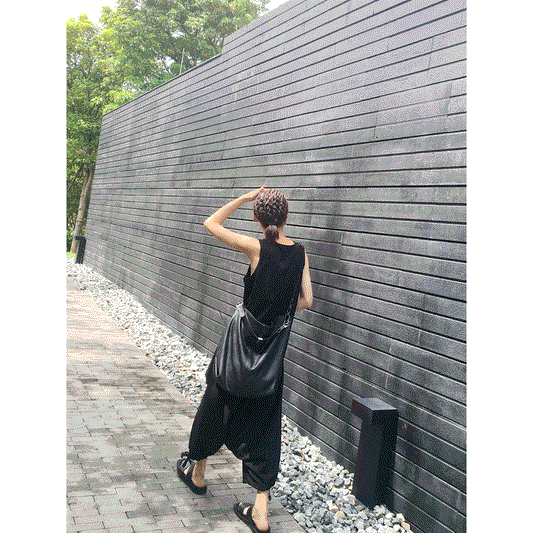 Soft leather large capacity solid color big bag