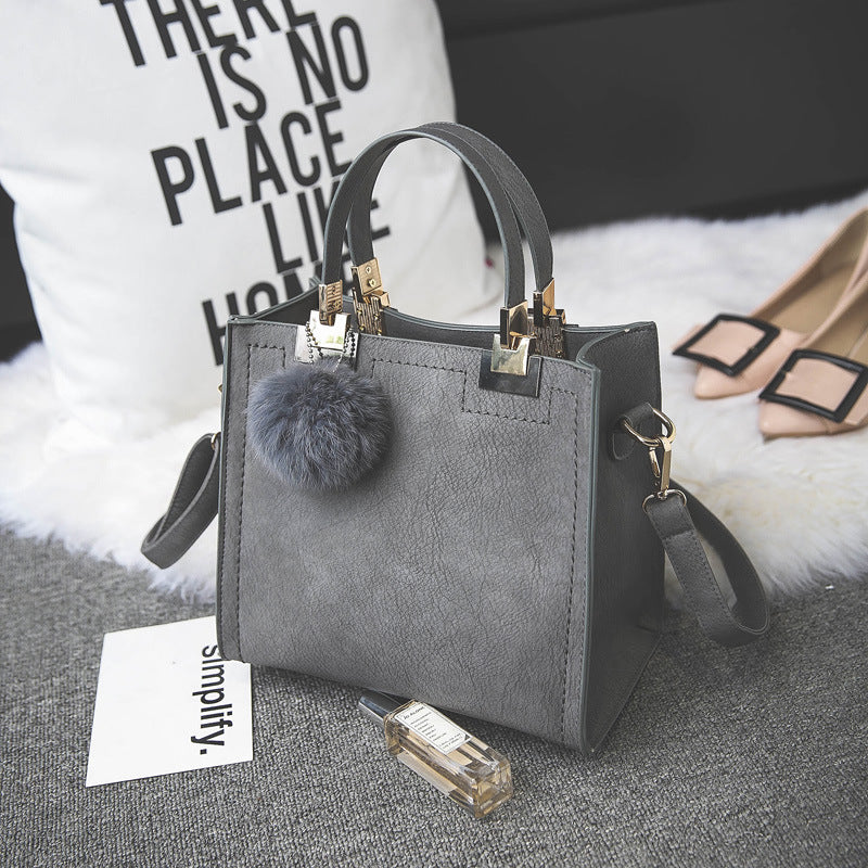 Factory wholesale hair ball bag handbag shoulder bag simple small scrub bag retro shoulder bag girls cross