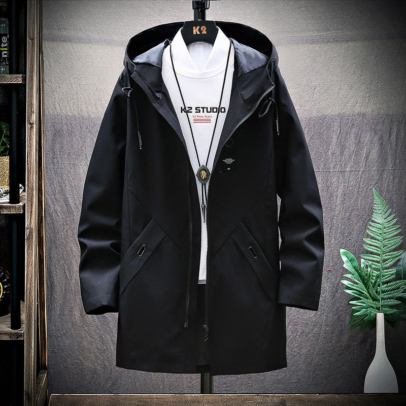 Mid-length casual fashion loose hooded cardigan jacket