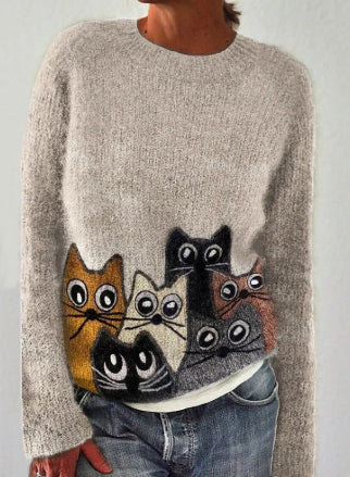 Round Neck Soft Sweater Casual Coat Sweater