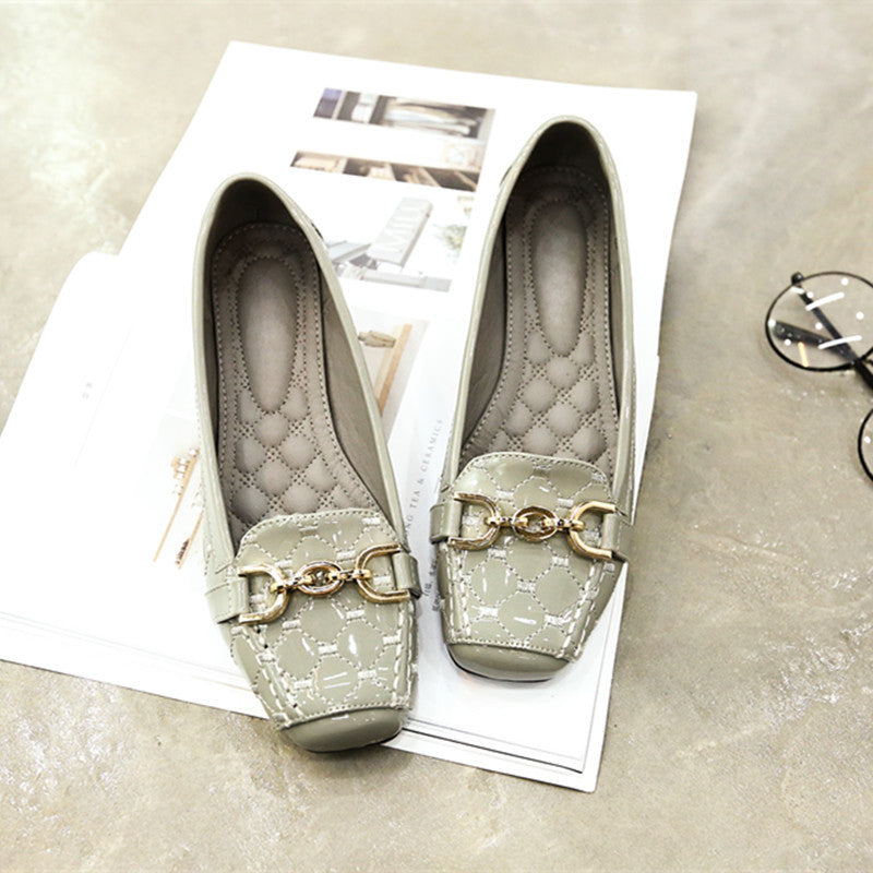 Soft bottom shoes series autumn Korean mother metal buckle shoes shoes size square shoes