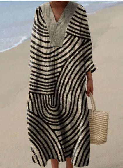 Lady's Linen Long-sleeved Dress