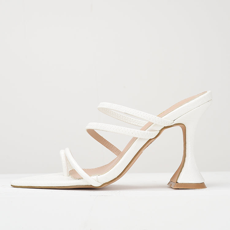 Women's Pointed-toe Sandals Thin Strap Patent Leather Super High Stiletto Heels