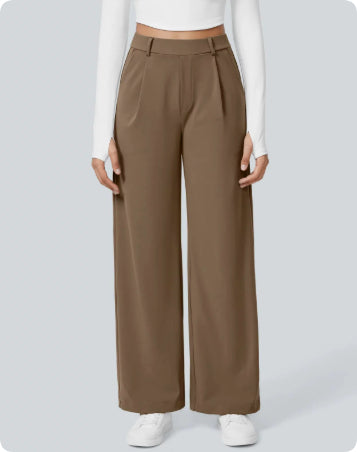 European And American High Waist Pocket Cropped Straight Pants