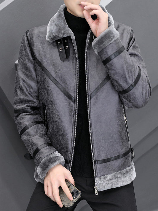 Fashion Casual Simple Thick Fur Collar Men's Clothing