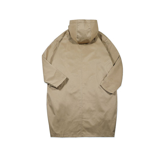 Hætteforet trenchcoat med snøre, japansk, trendy, enkel, casual jakke