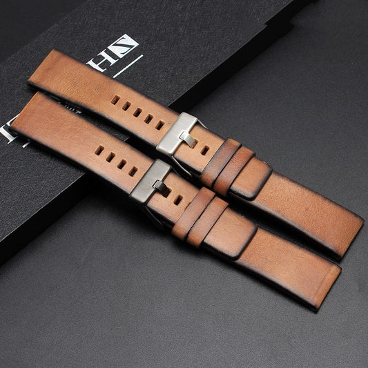 Leather Watch With Vintage Brown Cowhide