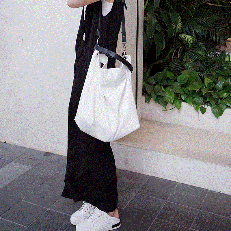 Soft leather large capacity solid color big bag