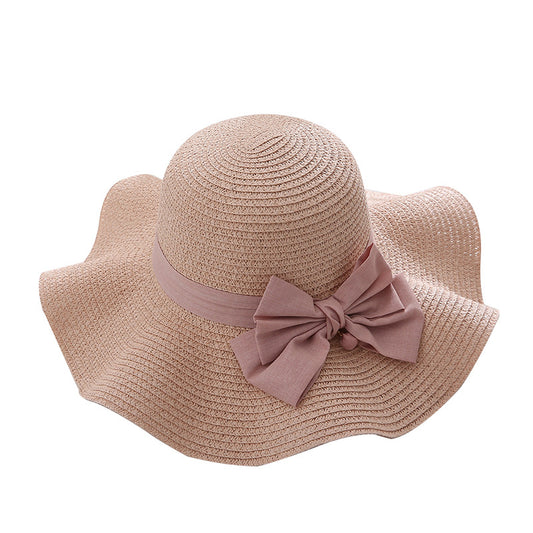 Women's Korean-style Bowknot Pearl Straw Hat