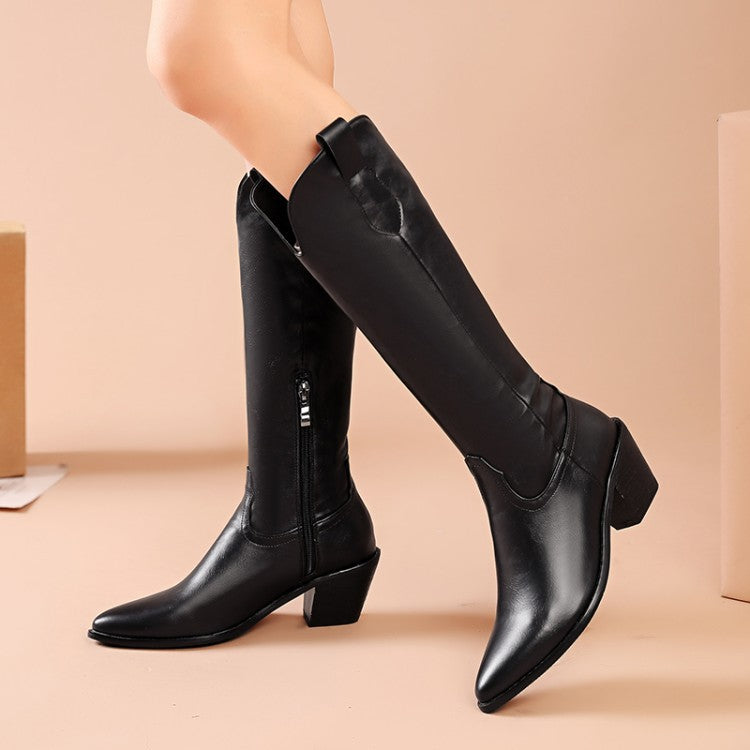 Martin Boots Women's Pointed Toe Plus Size Mid-heel Side Zipper