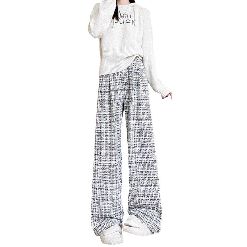 Womens Plaid Wide-leg Pants With A High Waist For A Slimming Look