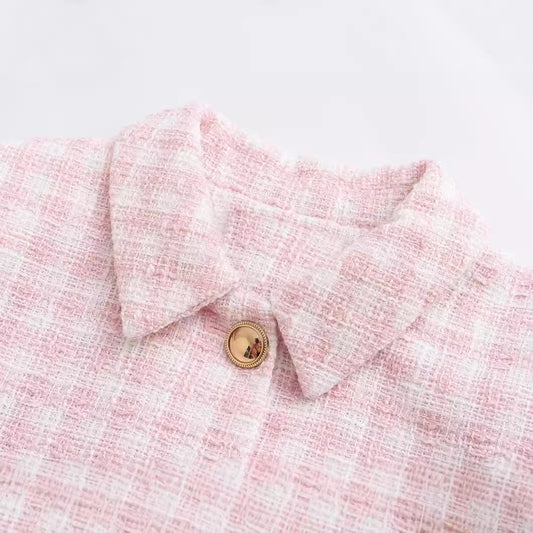 European And American Style Fashion Casual Simple Plaid Texture Blazer