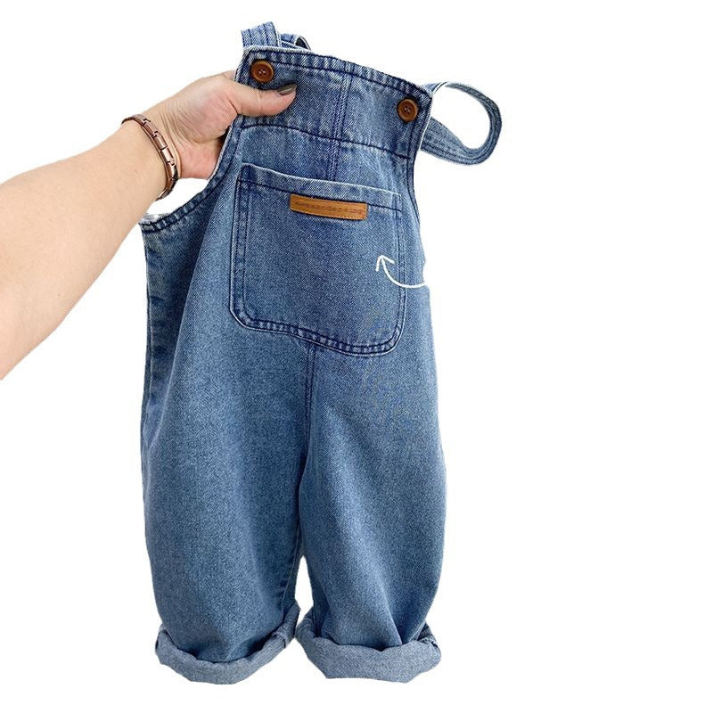 Children's Popular Denim Simple Suspender Pants