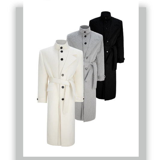 Long Alpaca Wool Trench Coat With A Tie-waist Design