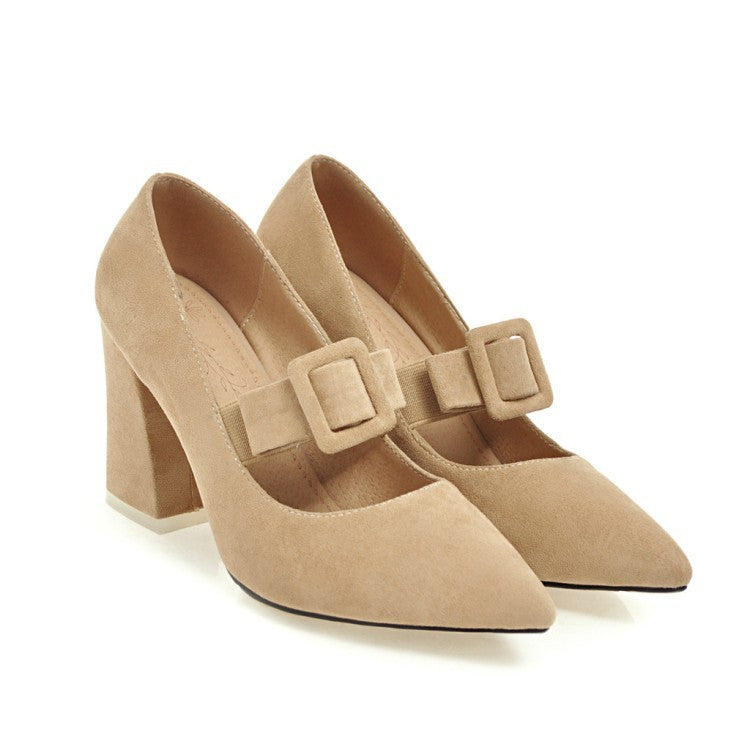 Chunky High Heel Pointed Toe Size Shoes