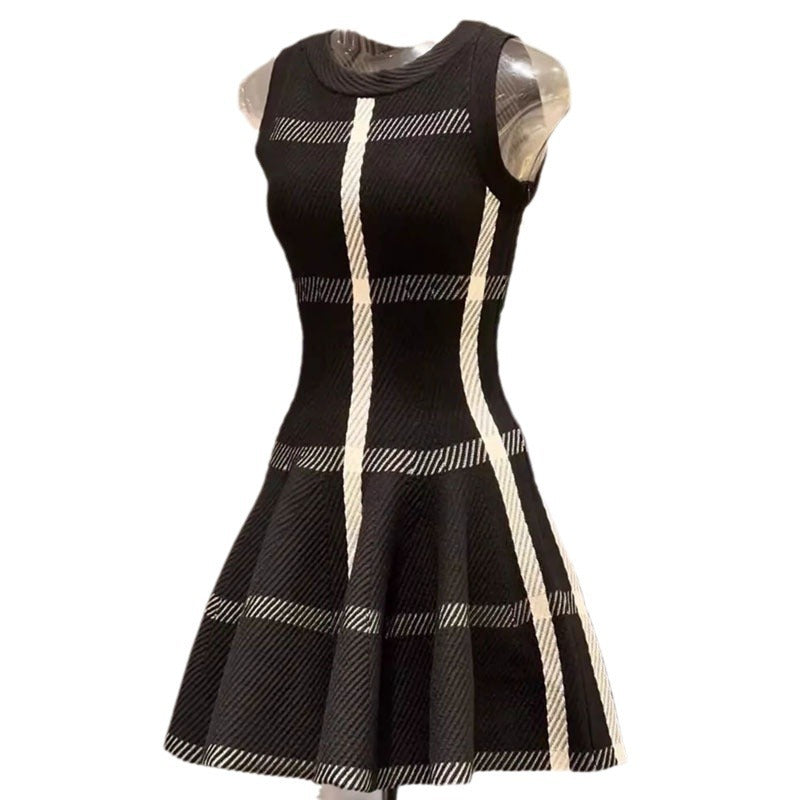 Womens Sleeveless Plaid Vest Dress