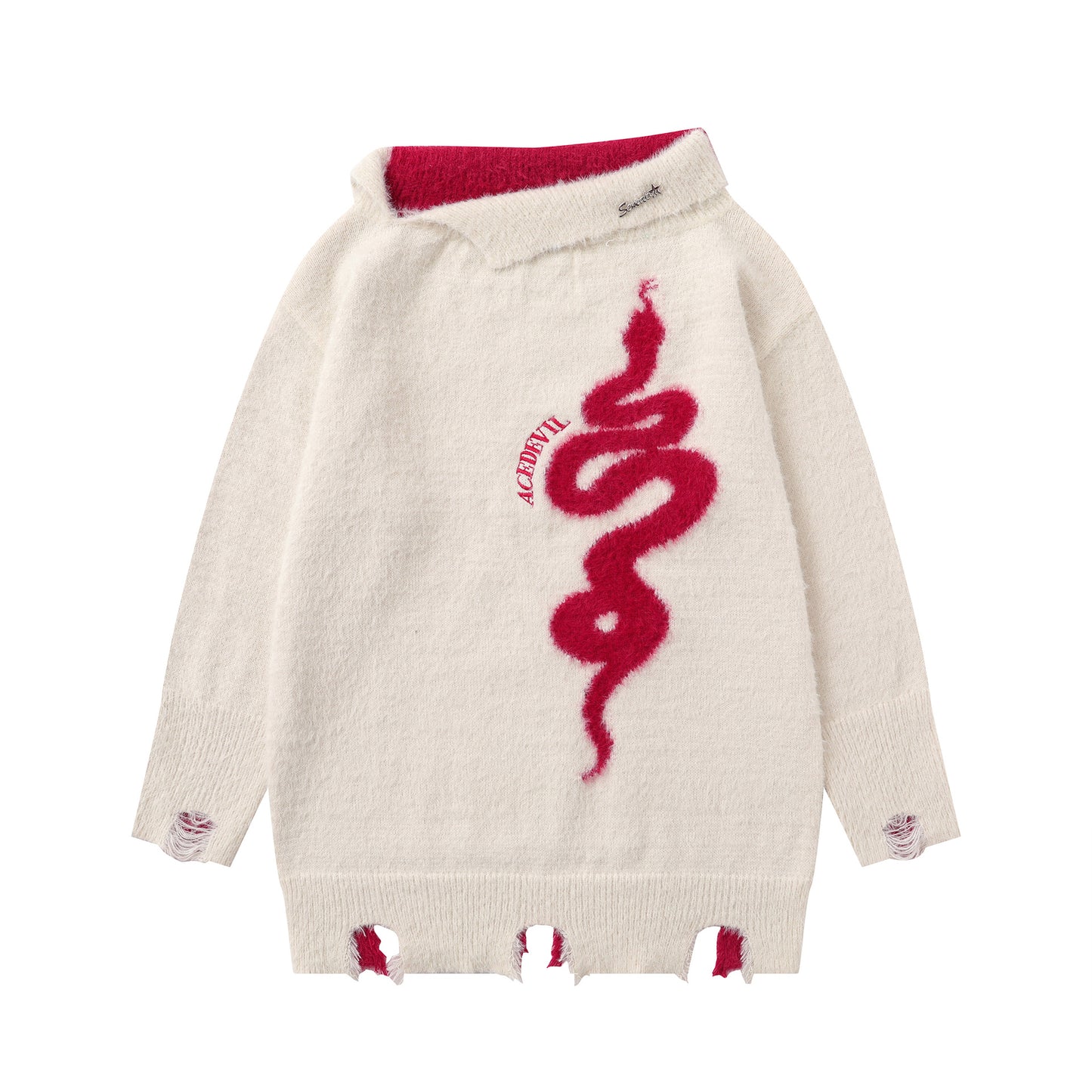 Autumn And Winter Design Sense Niche Women's Diagonal Collar Idle Style Loose And Warm Knitwear