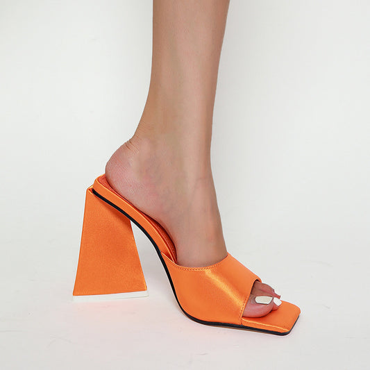 Patent Leather Triangle Heel High Sandals