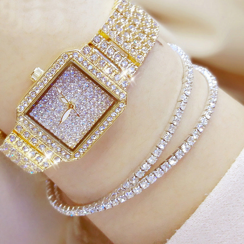 Full diamond waterproof quartz watch