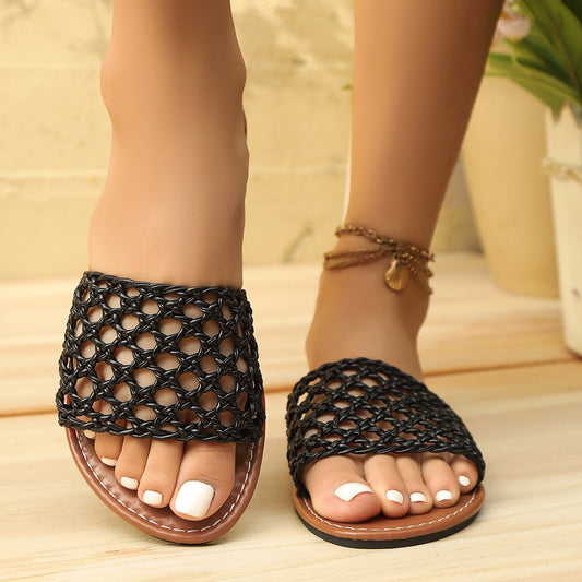 Mesh Slippers Women's Shoes Square Toe