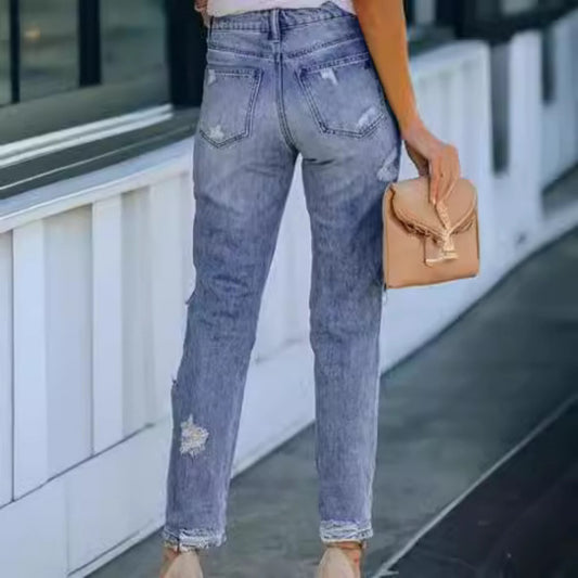 Ripped Slim Fit-Jeans Til Kvinder