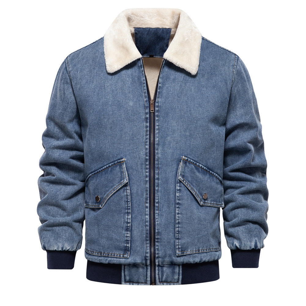 Autumn And Winter New Fleece-lined Denim Coat Jacket