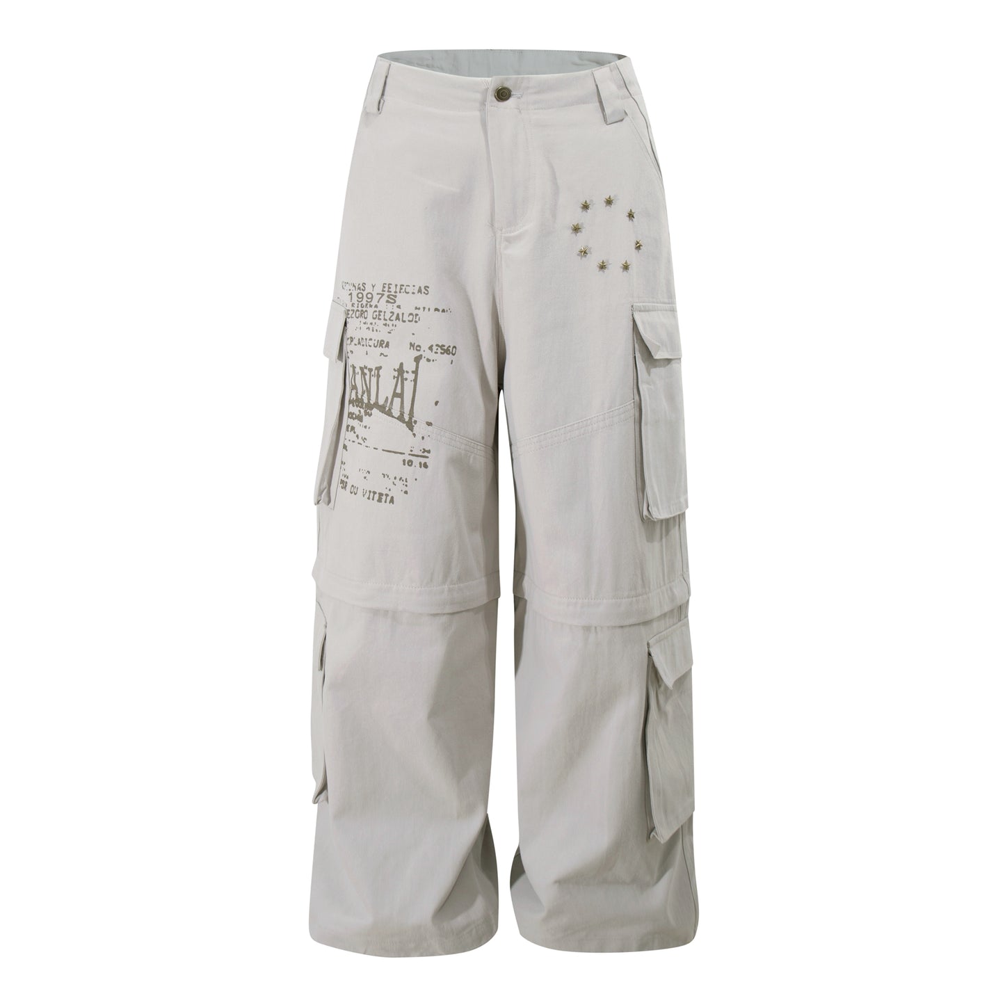 Removable Multi-pocket Cargo Pants Loose Wide-leg Pants