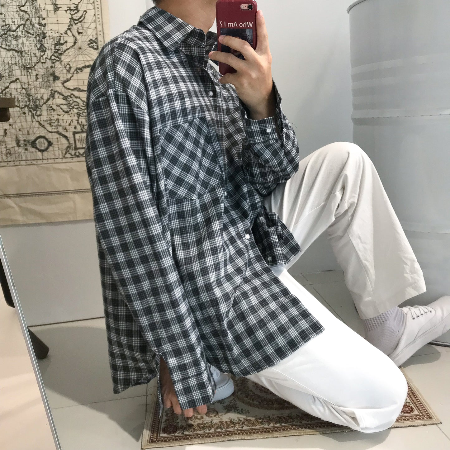 Loose Bf Plaid Shirt Jacket For Men And Women